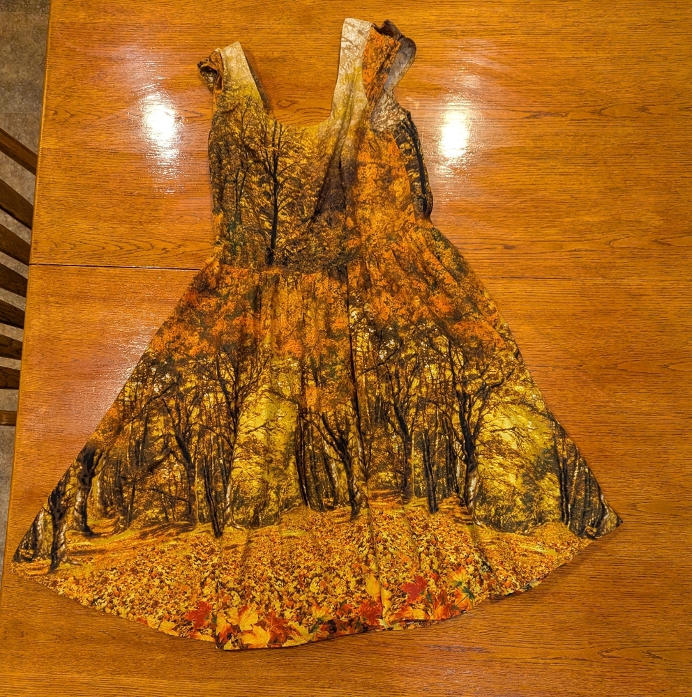 Retrolicious Autumn Forest Print Dress